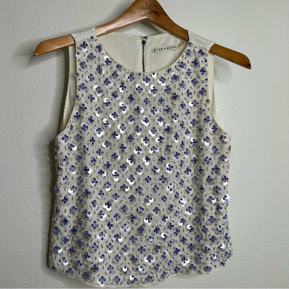 Alice + Olivia Beaded Embroidered Heavy Detail Tank Top 4